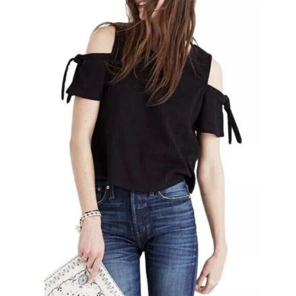 Madewell Tops - Madewell Skylar‎ Cold Shoulder Black Top Womens Medium G3027